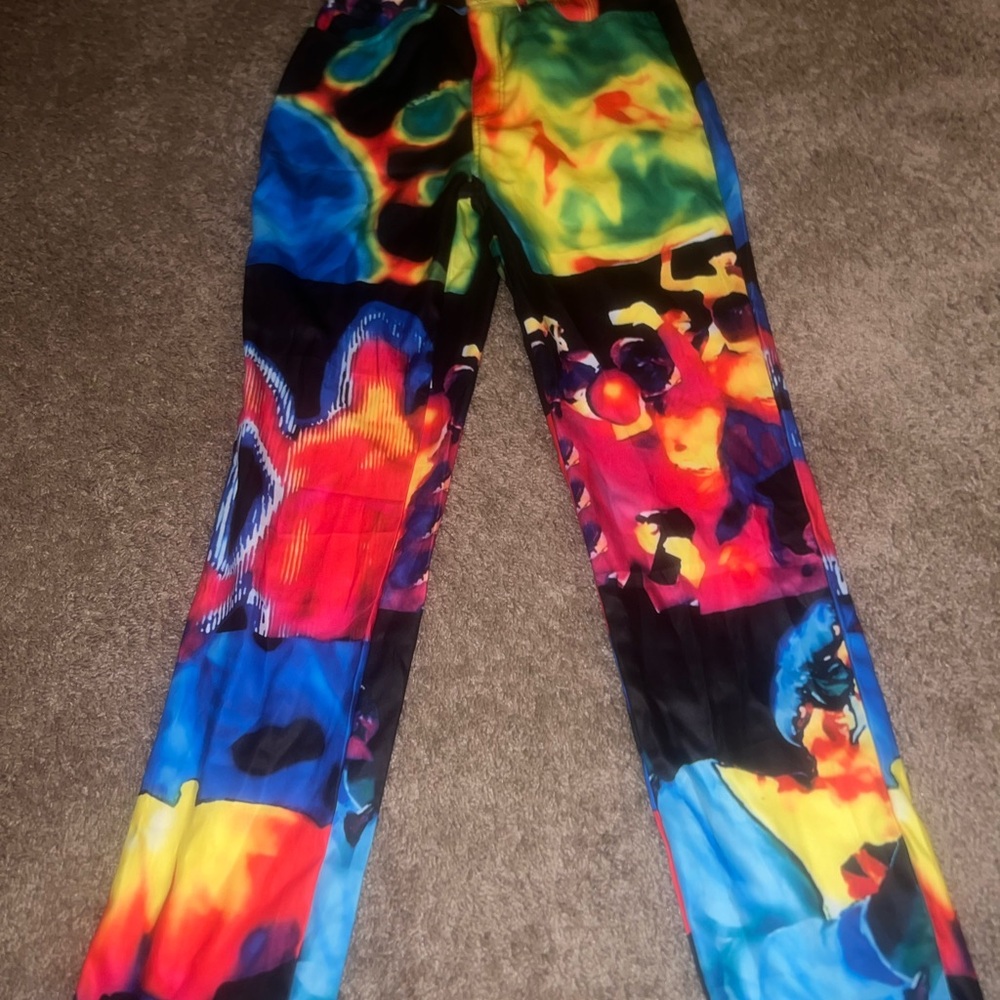 Colorful Abstract Print Pants